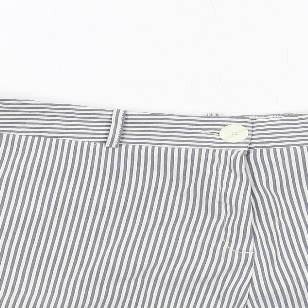 Principles Womens Blue Striped Viscose Chino Shorts Size 18 Regular Zip