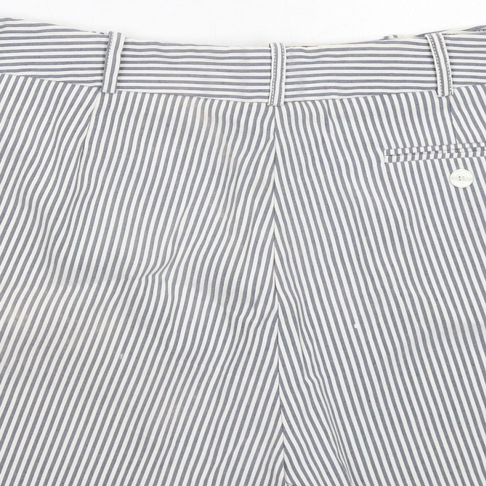 Principles Womens Blue Striped Viscose Chino Shorts Size 18 Regular Zip