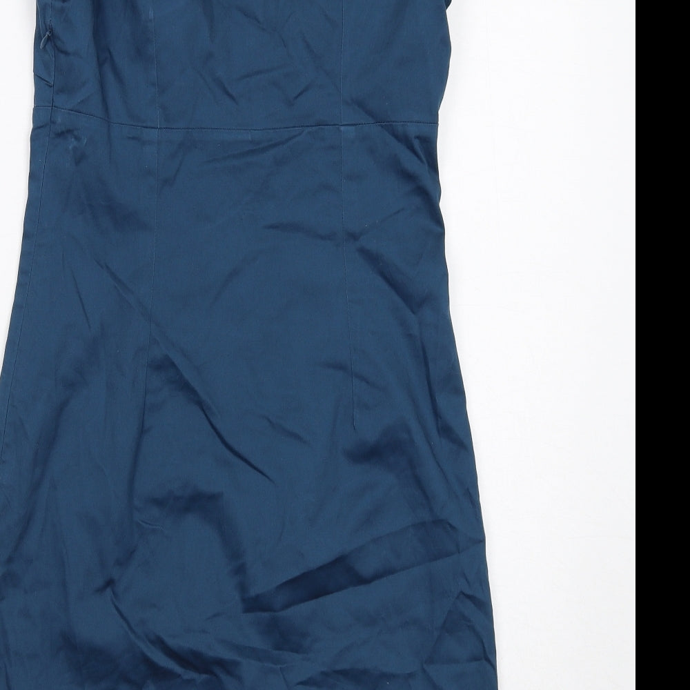Boden Womens Blue Geometric Cotton Shift Size 10 Round Neck Zip