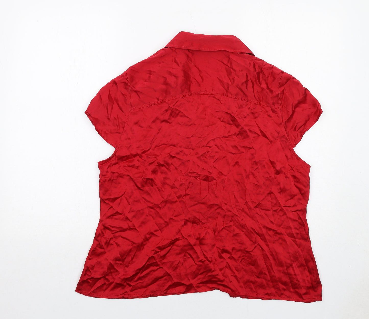 NEXT Womens Red Silk Basic Blouse Size 20 Collared