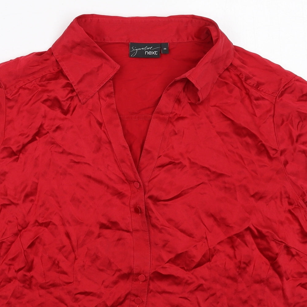 NEXT Womens Red Silk Basic Blouse Size 20 Collared
