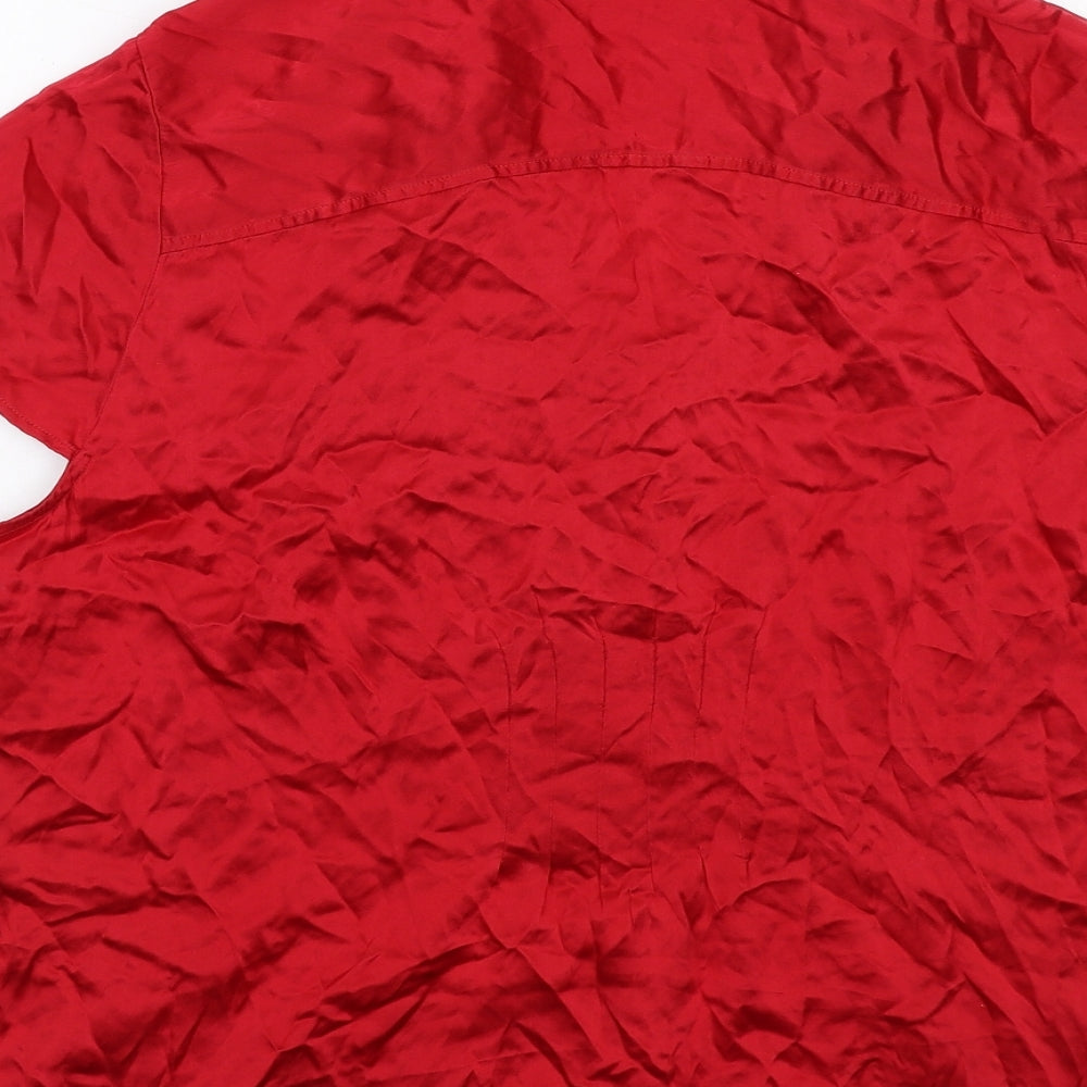 NEXT Womens Red Silk Basic Blouse Size 20 Collared