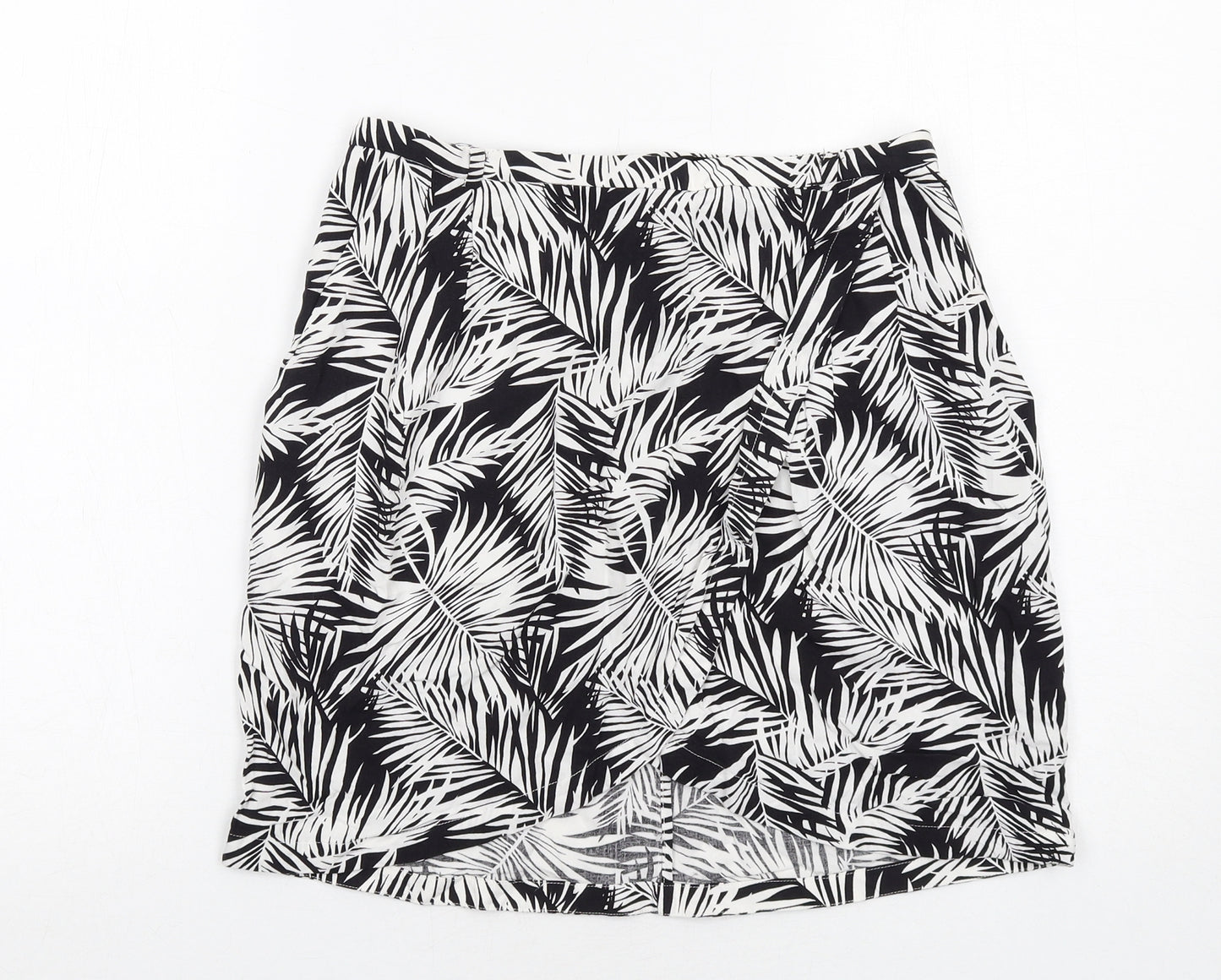 H&M Womens Black Geometric Viscose Maxi Skirt Size 10 Zip