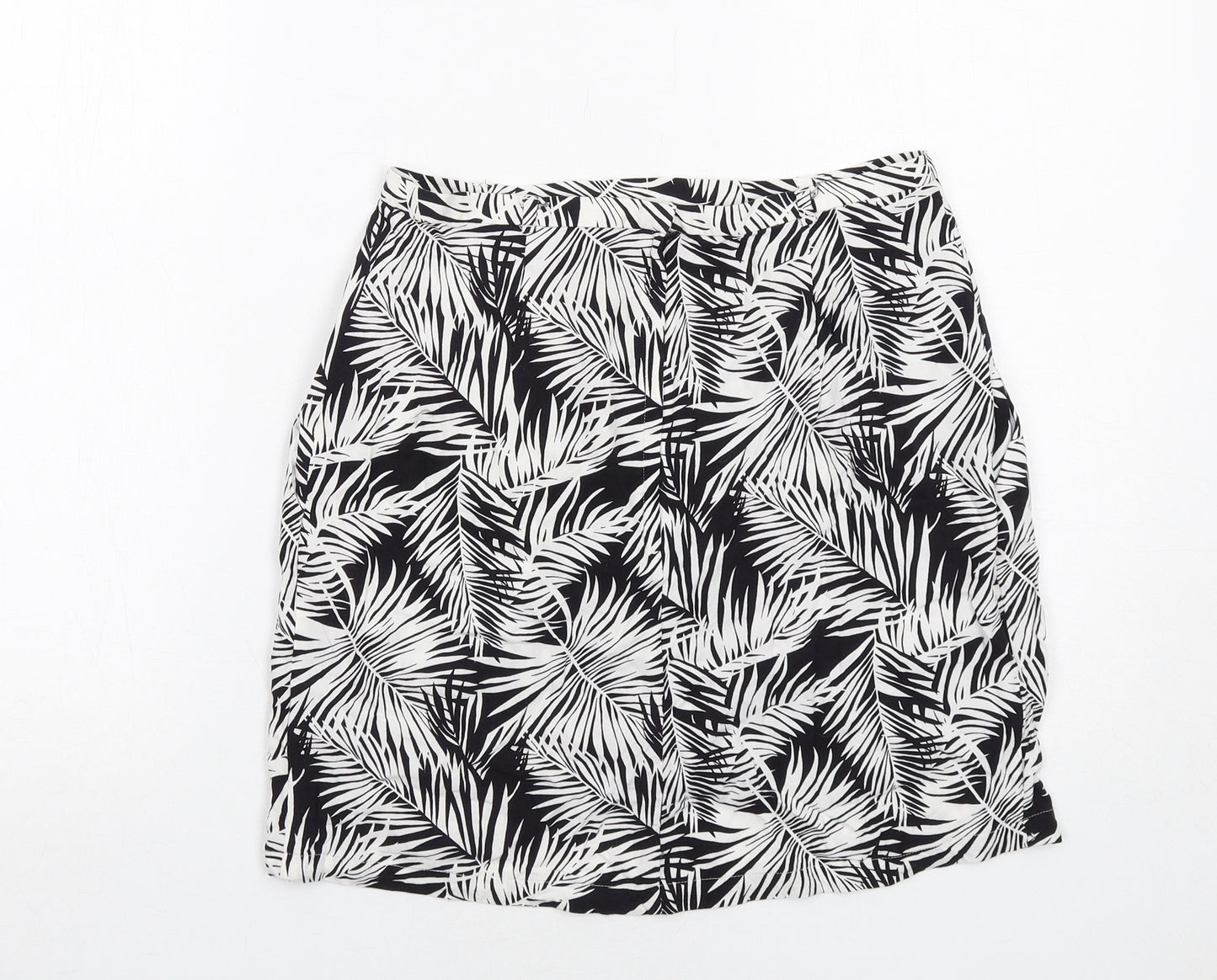 H&M Womens Black Geometric Viscose Maxi Skirt Size 10 Zip