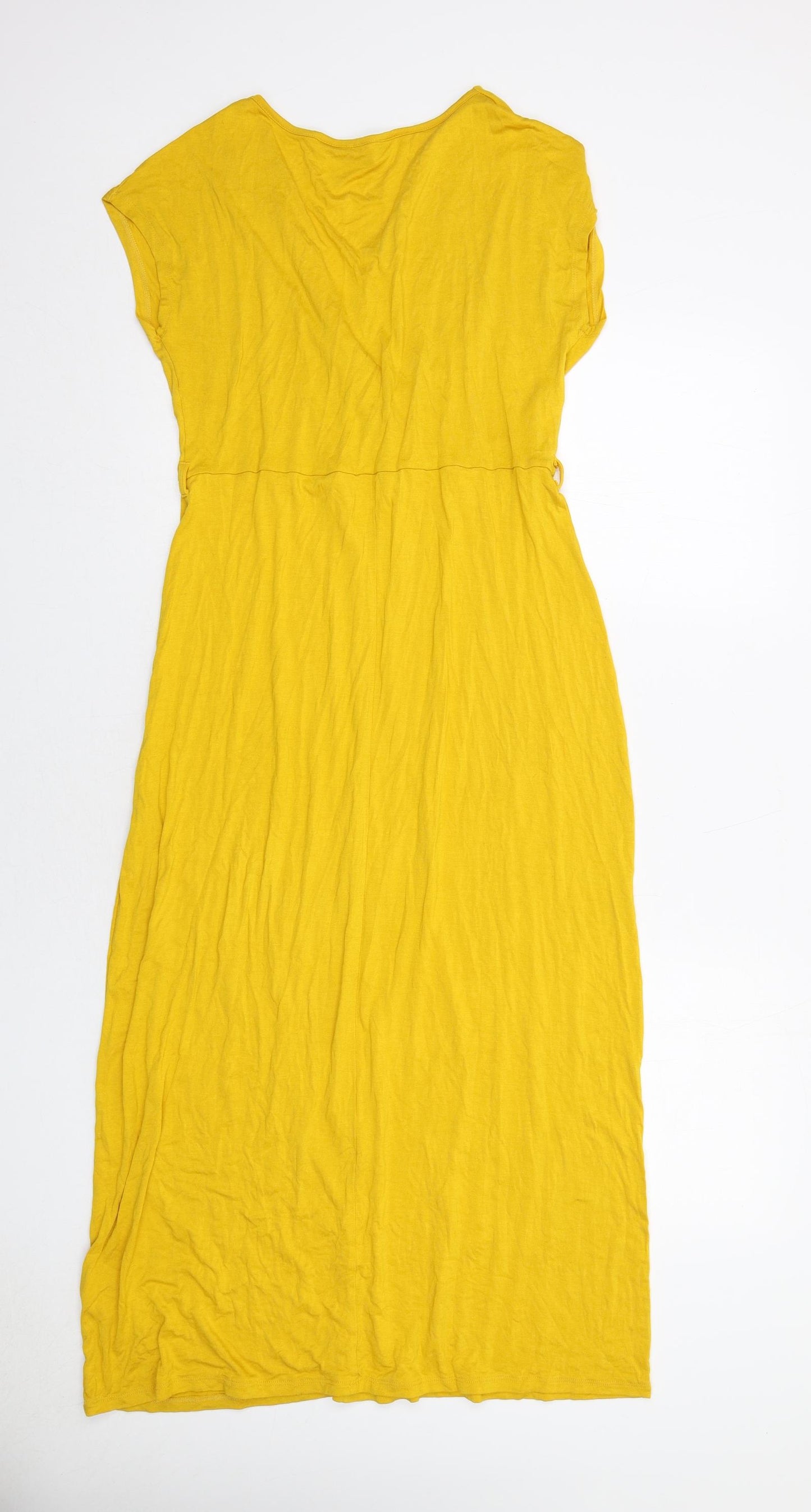 Dorothy Perkins Womens Yellow Viscose Trapeze & Swing Size 10 V-Neck Pullover