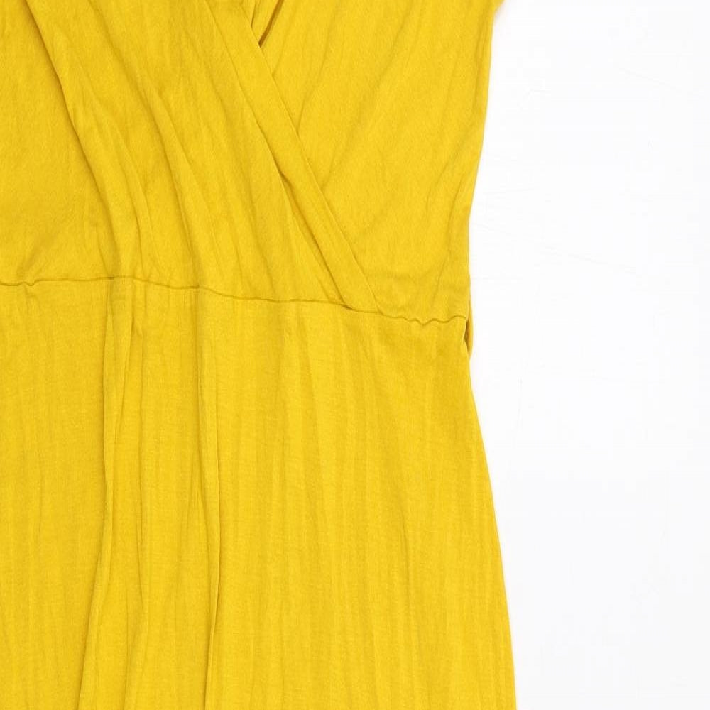 Dorothy Perkins Womens Yellow Viscose Trapeze & Swing Size 10 V-Neck Pullover