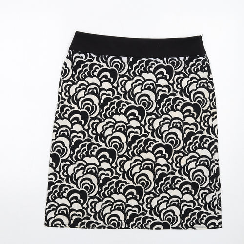 Tahari Womens Black Geometric Polyester A-Line Skirt Size 8 Zip