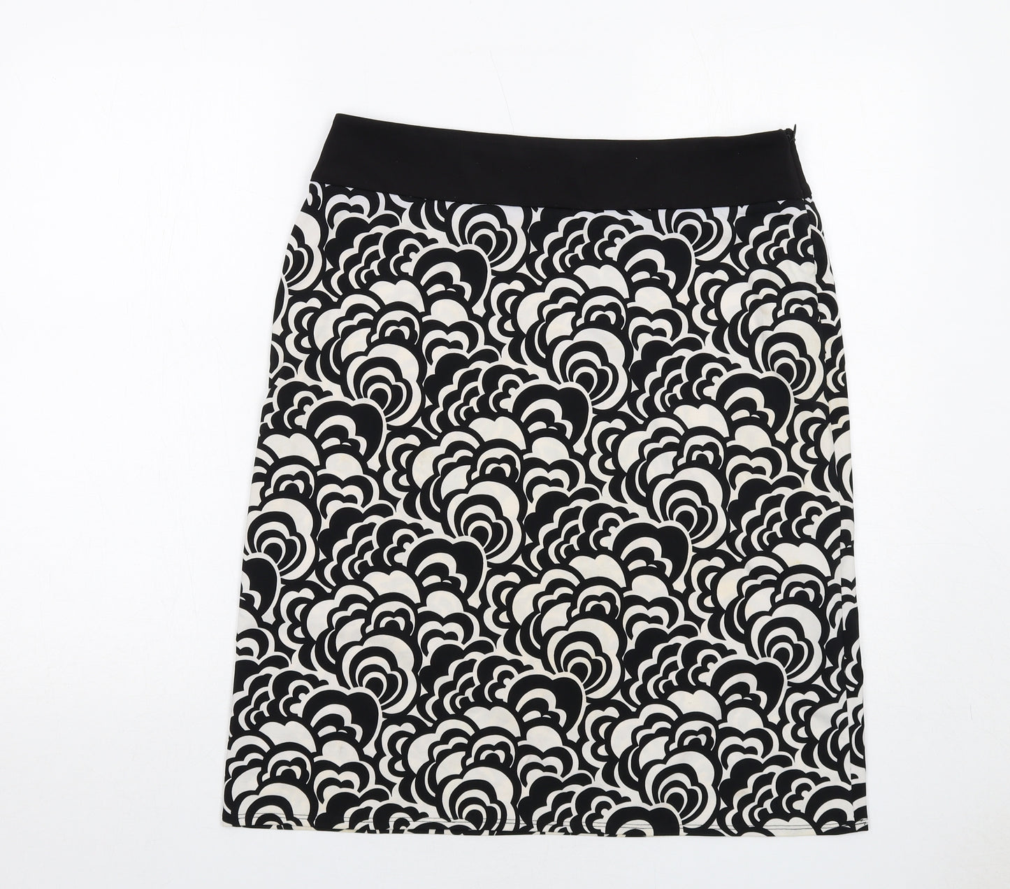 Tahari Womens Black Geometric Polyester A-Line Skirt Size 8 Zip