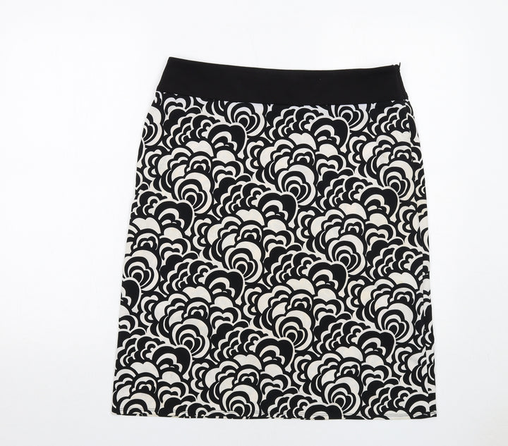 Tahari Womens Black Geometric Polyester A-Line Skirt Size 8 Zip