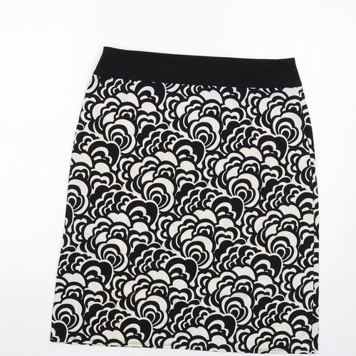 Tahari Womens Black Geometric Polyester A-Line Skirt Size 8 Zip