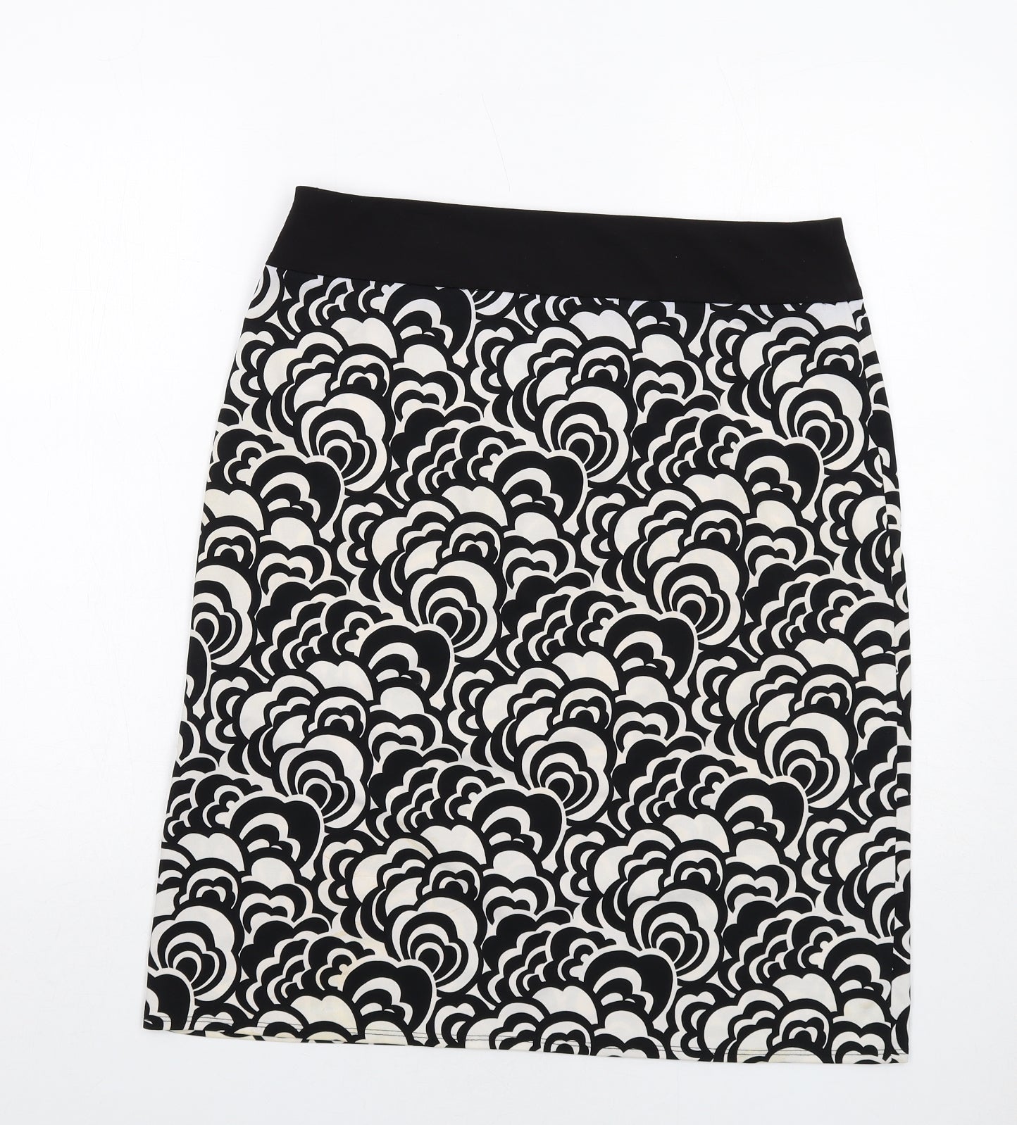 Tahari Womens Black Geometric Polyester A-Line Skirt Size 8 Zip
