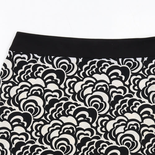 Tahari Womens Black Geometric Polyester A-Line Skirt Size 8 Zip