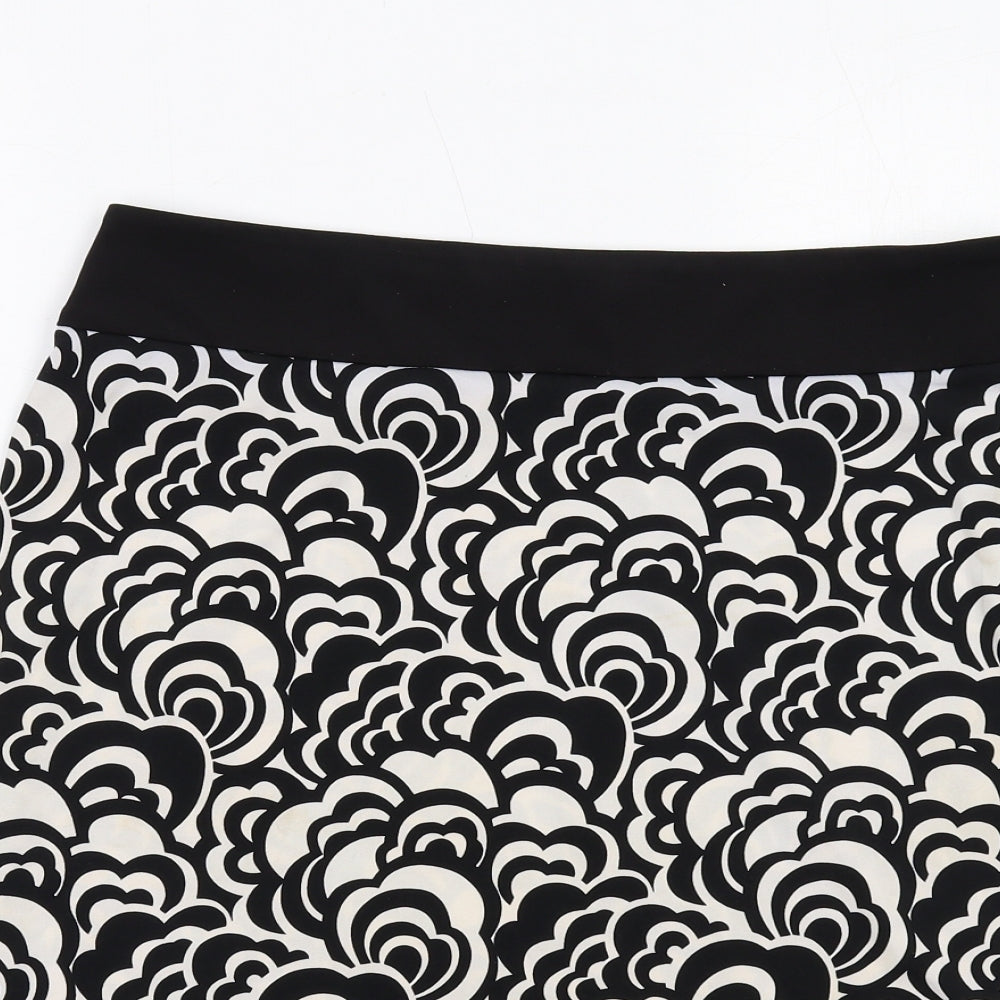 Tahari Womens Black Geometric Polyester A-Line Skirt Size 8 Zip