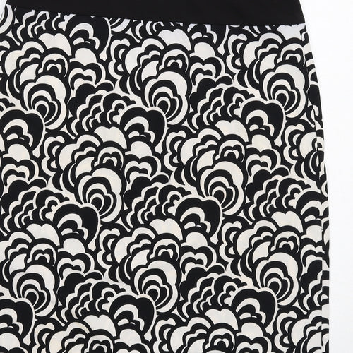 Tahari Womens Black Geometric Polyester A-Line Skirt Size 8 Zip