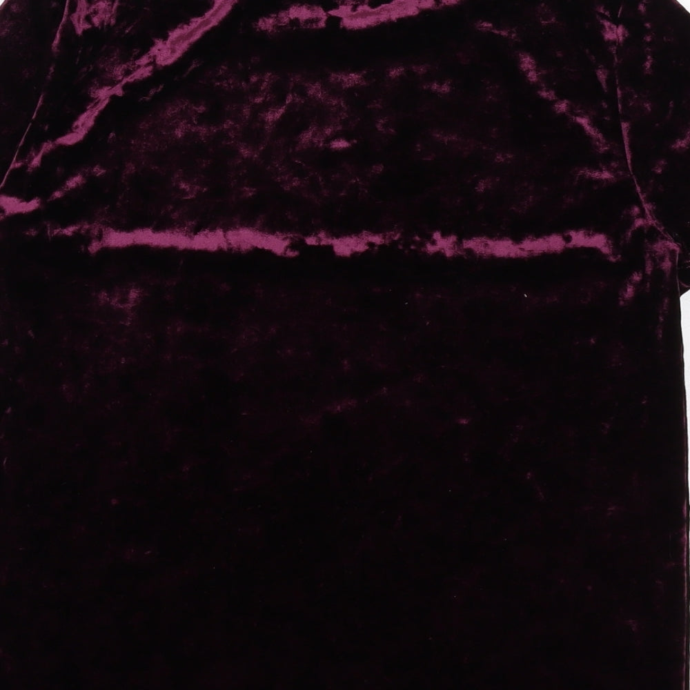 Marks and Spencer Womens Purple Polyester Basic T-Shirt Size 6 Boat Neck