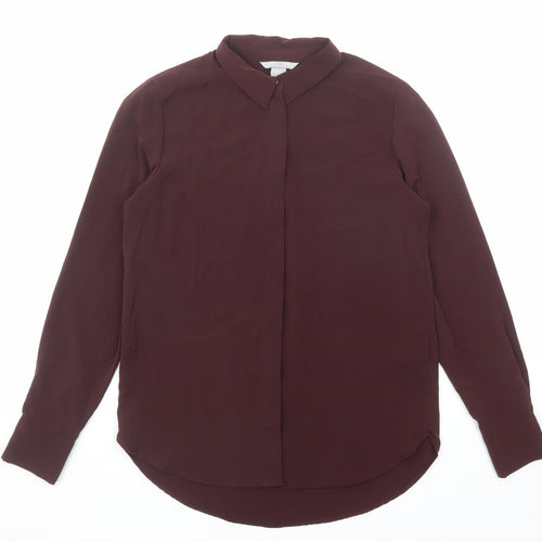 H&M Womens Purple Polyester Basic Button-Up Size 6 Collared