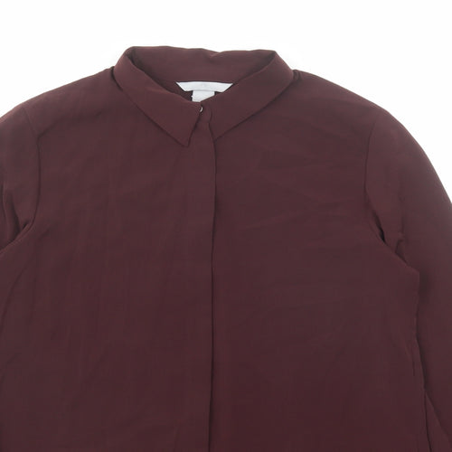 H&M Womens Purple Polyester Basic Button-Up Size 6 Collared
