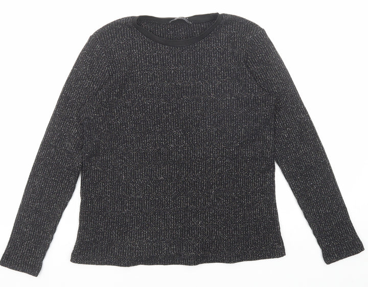 LC Waikiki Womens Black Round Neck Acrylic Pullover Jumper Size M