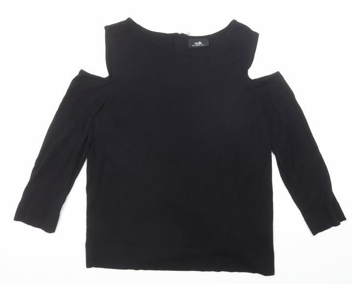 Wallis Womens Black Round Neck Viscose Pullover Jumper Size M