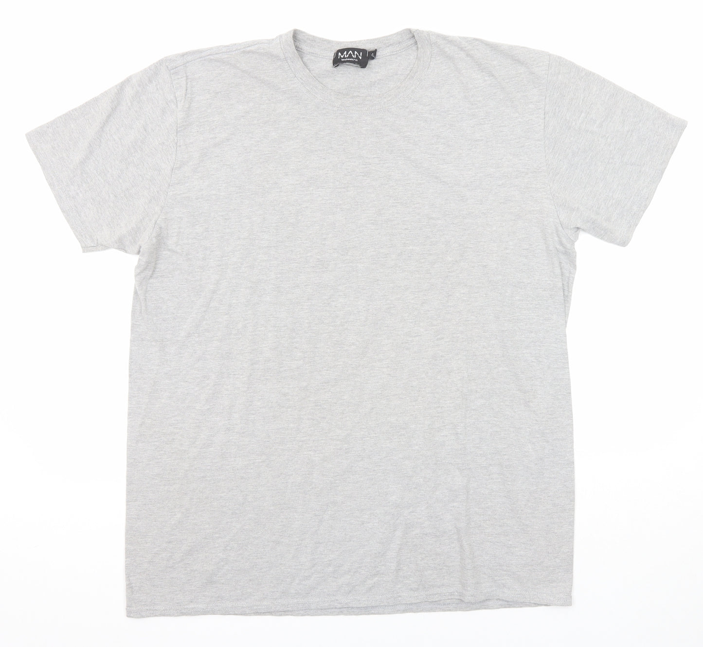 Boohoo Mens Grey Cotton T-Shirt Size L Round Neck - Tokyo