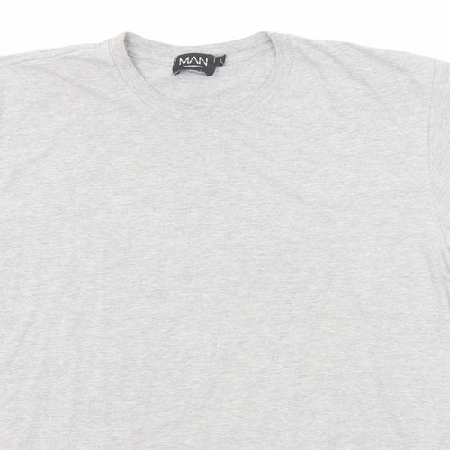 Boohoo Mens Grey Cotton T-Shirt Size L Round Neck - Tokyo