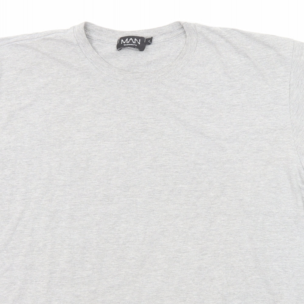 Boohoo Mens Grey Cotton T-Shirt Size L Round Neck - Tokyo