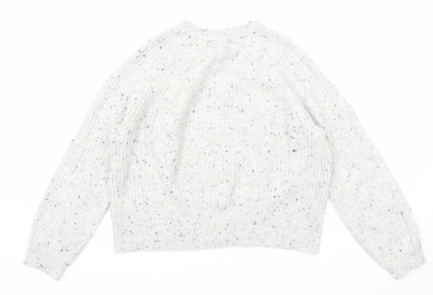 Marks and Spencer Womens Grey Round Neck Acrylic Cardigan Jumper Size L