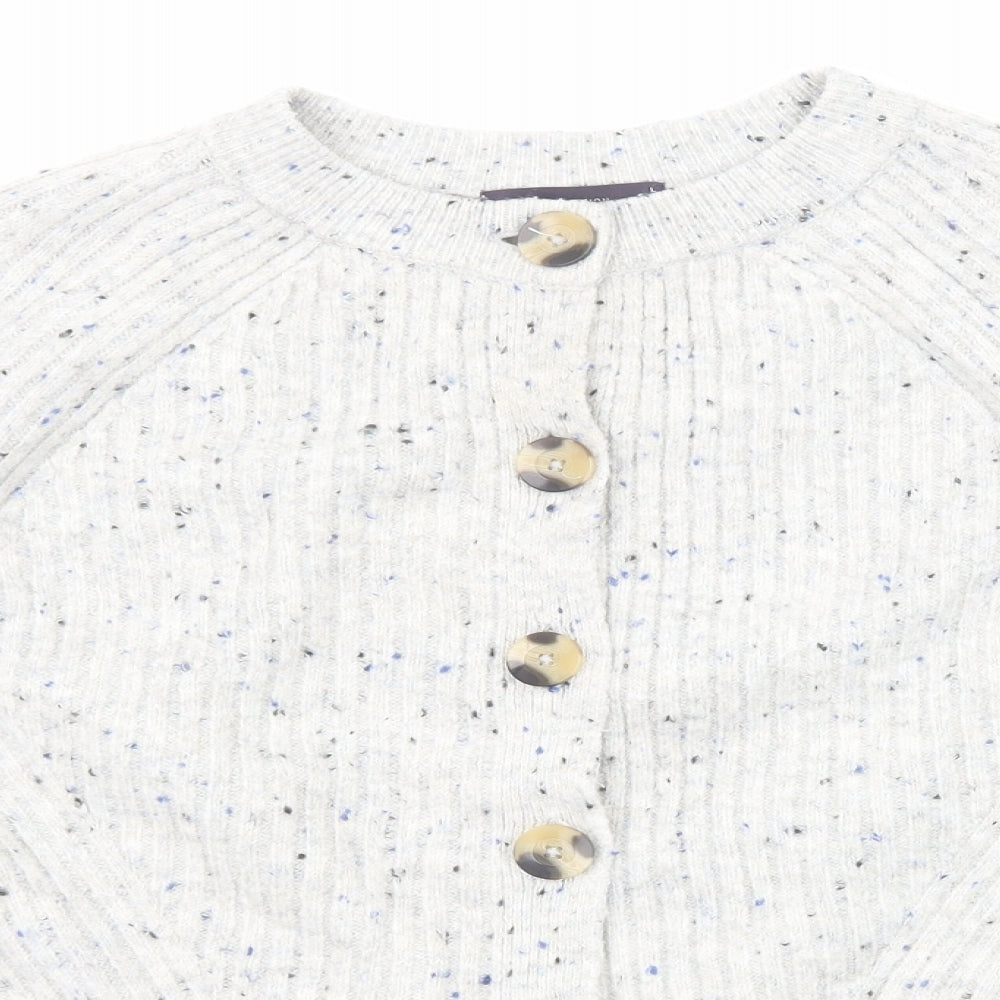 Marks and Spencer Womens Grey Round Neck Acrylic Cardigan Jumper Size L