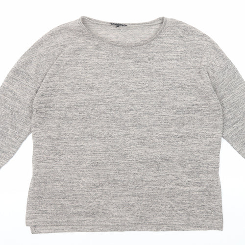 Warehouse Womens Grey Geometric Polyester Basic Blouse Size 14 Round Neck