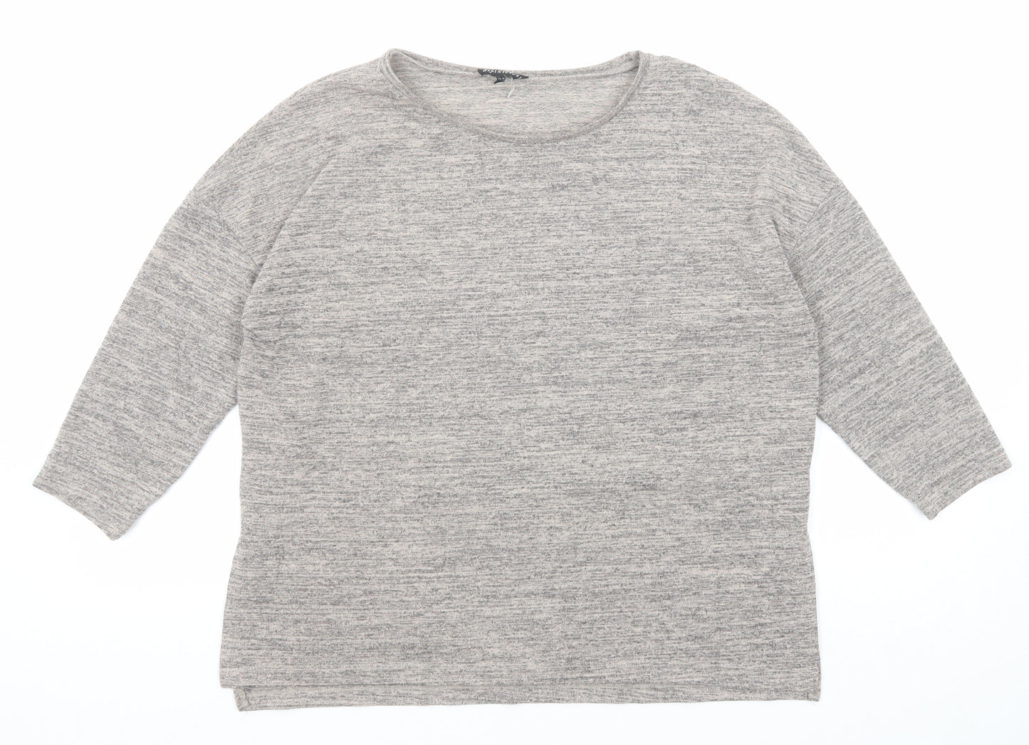 Warehouse Womens Grey Geometric Polyester Basic Blouse Size 14 Round Neck