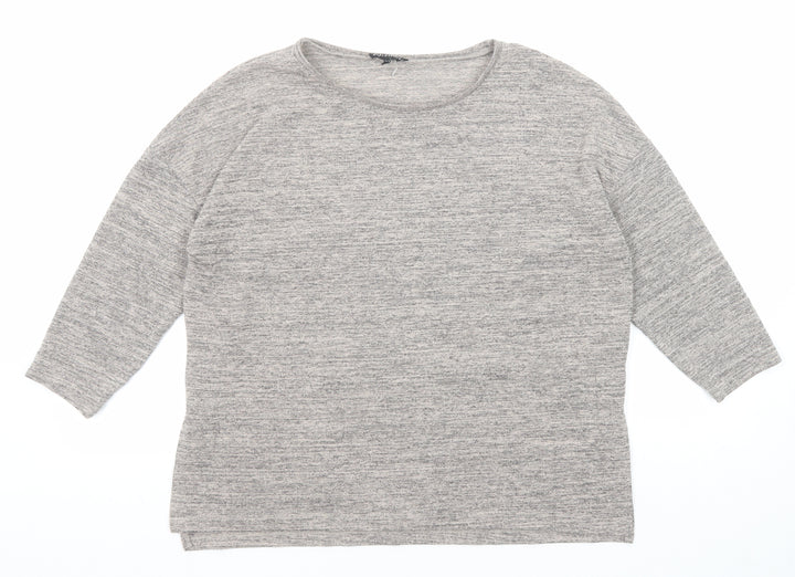 Warehouse Womens Grey Geometric Polyester Basic Blouse Size 14 Round Neck