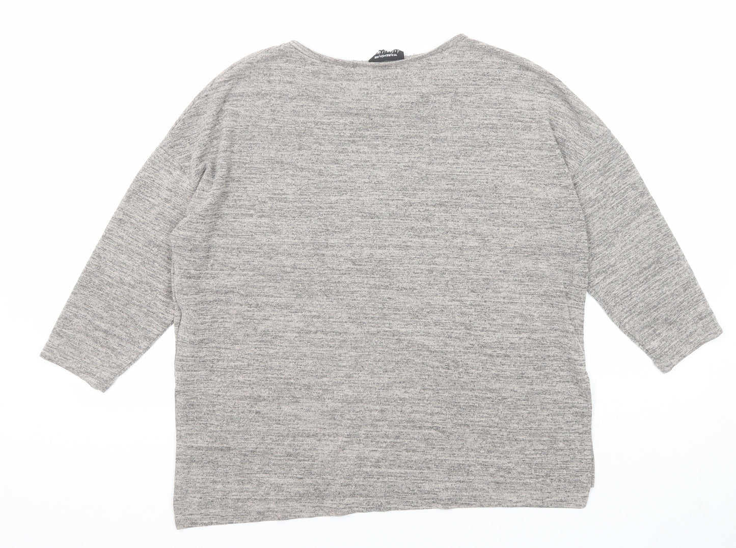 Warehouse Womens Grey Geometric Polyester Basic Blouse Size 14 Round Neck