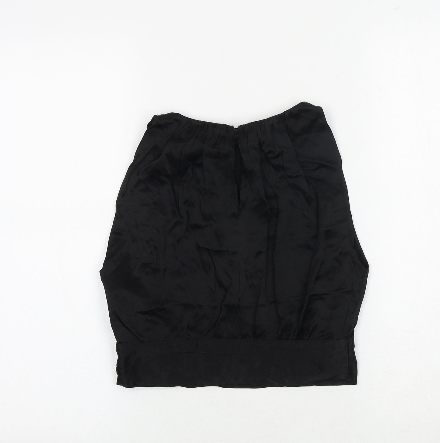 Zara Womens Black Viscose Cropped Blouse Size XS Boat Neck