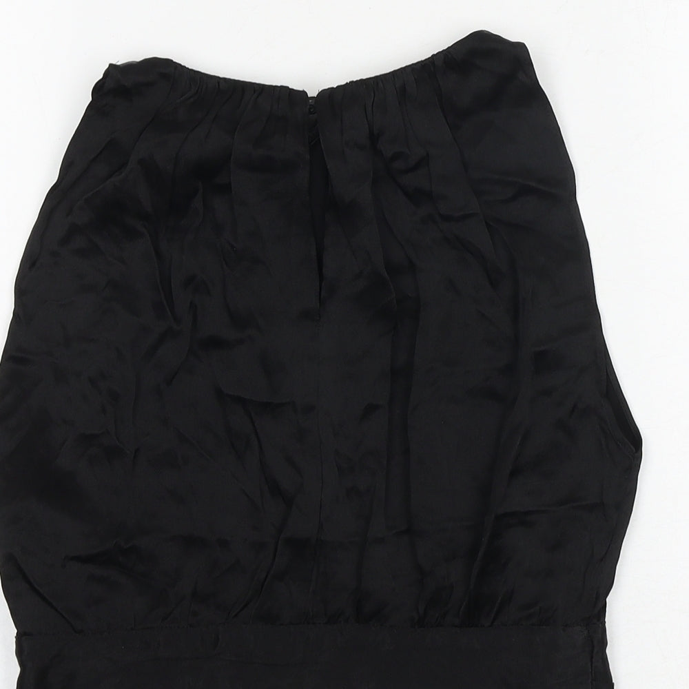 Zara Womens Black Viscose Cropped Blouse Size XS Boat Neck