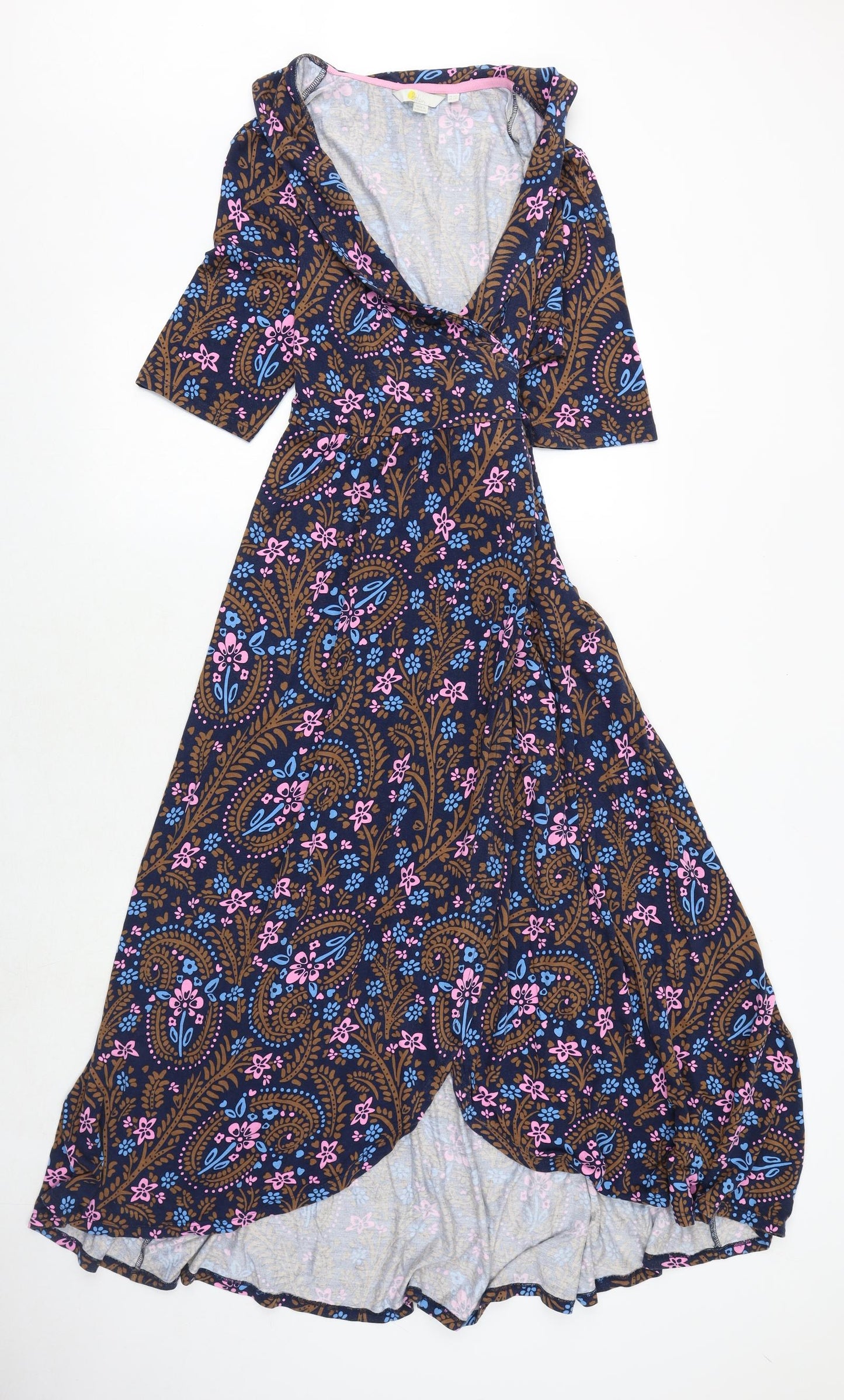 Boden Womens Multicoloured Paisley Viscose Wrap Dress Size 14 V-Neck Tie