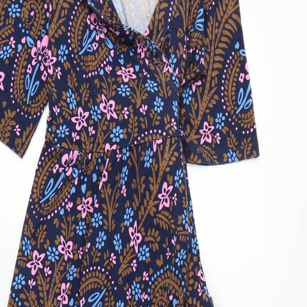 Boden Womens Multicoloured Paisley Viscose Wrap Dress Size 14 V-Neck Tie