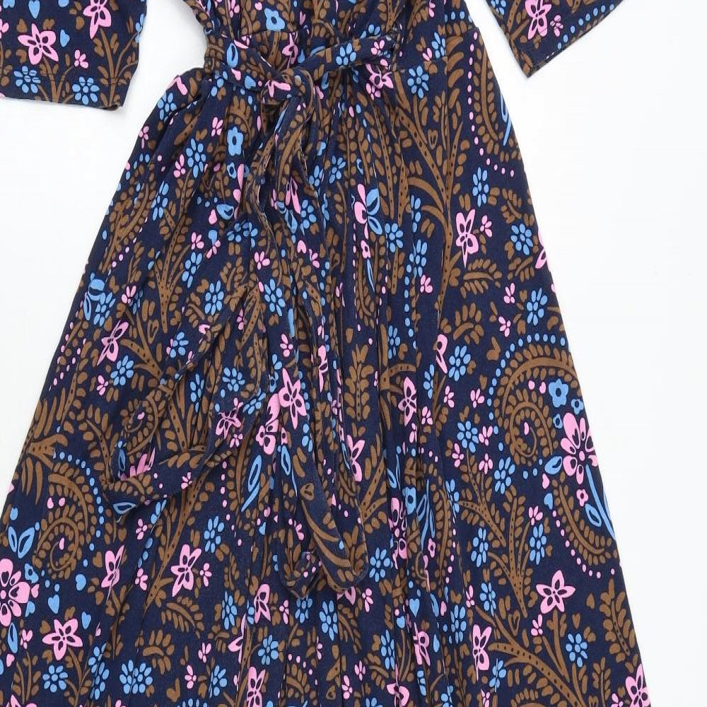 Boden Womens Multicoloured Paisley Viscose Wrap Dress Size 14 V-Neck Tie