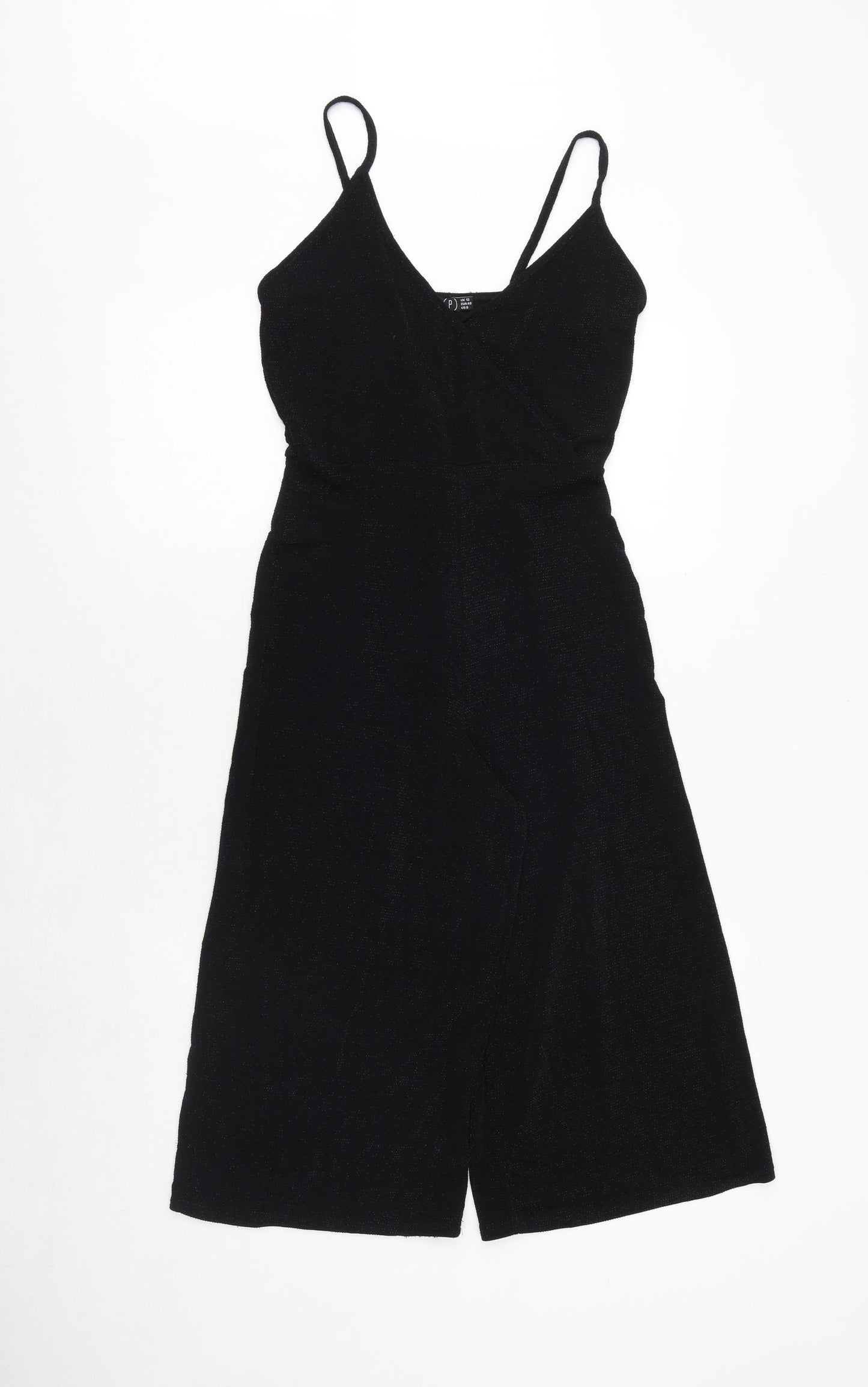 Boohoo Womens Black Polyester Jumpsuit One-Piece Size 12 Pullover