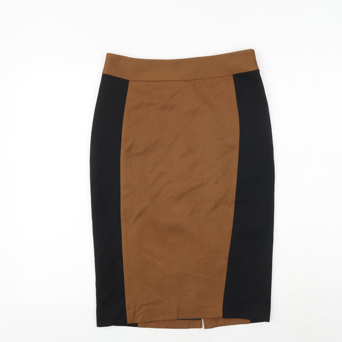 NEXT Womens Brown Polyester A-Line Skirt Size 8 Zip