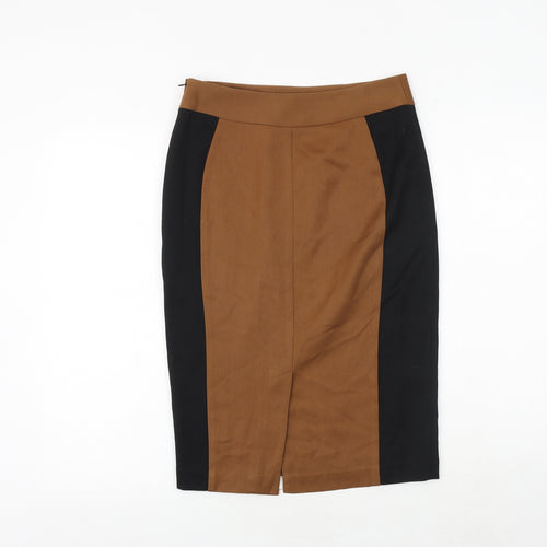 NEXT Womens Brown Polyester A-Line Skirt Size 8 Zip