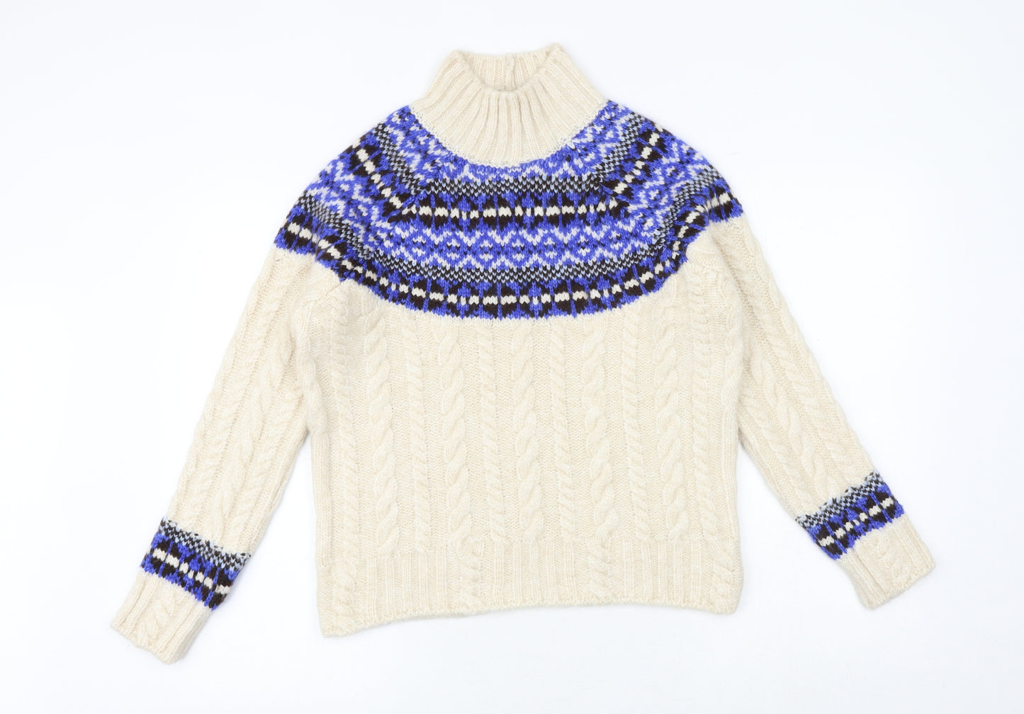 Marks and Spencer Womens Beige High Neck Acrylic Pullover Jumper Size M