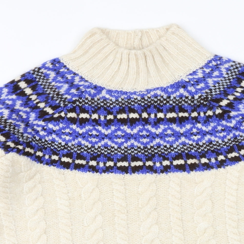 Marks and Spencer Womens Beige High Neck Acrylic Pullover Jumper Size M