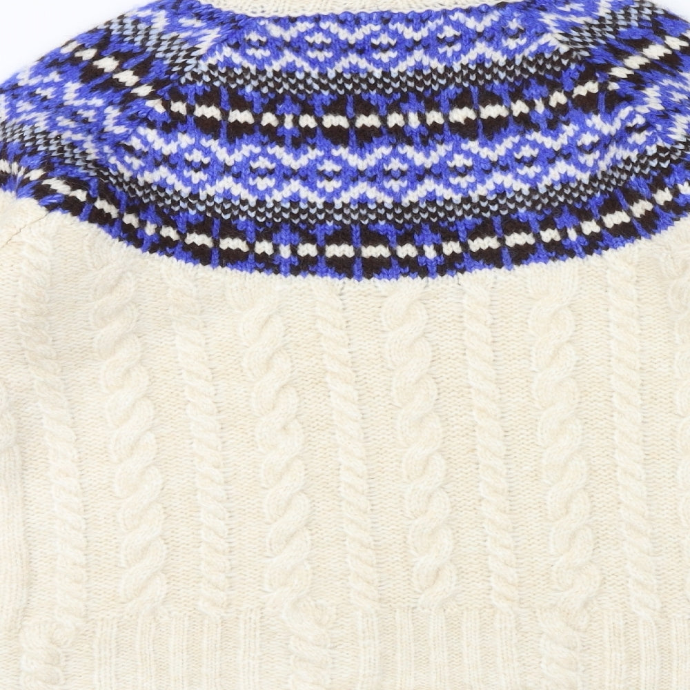 Marks and Spencer Womens Beige High Neck Acrylic Pullover Jumper Size M