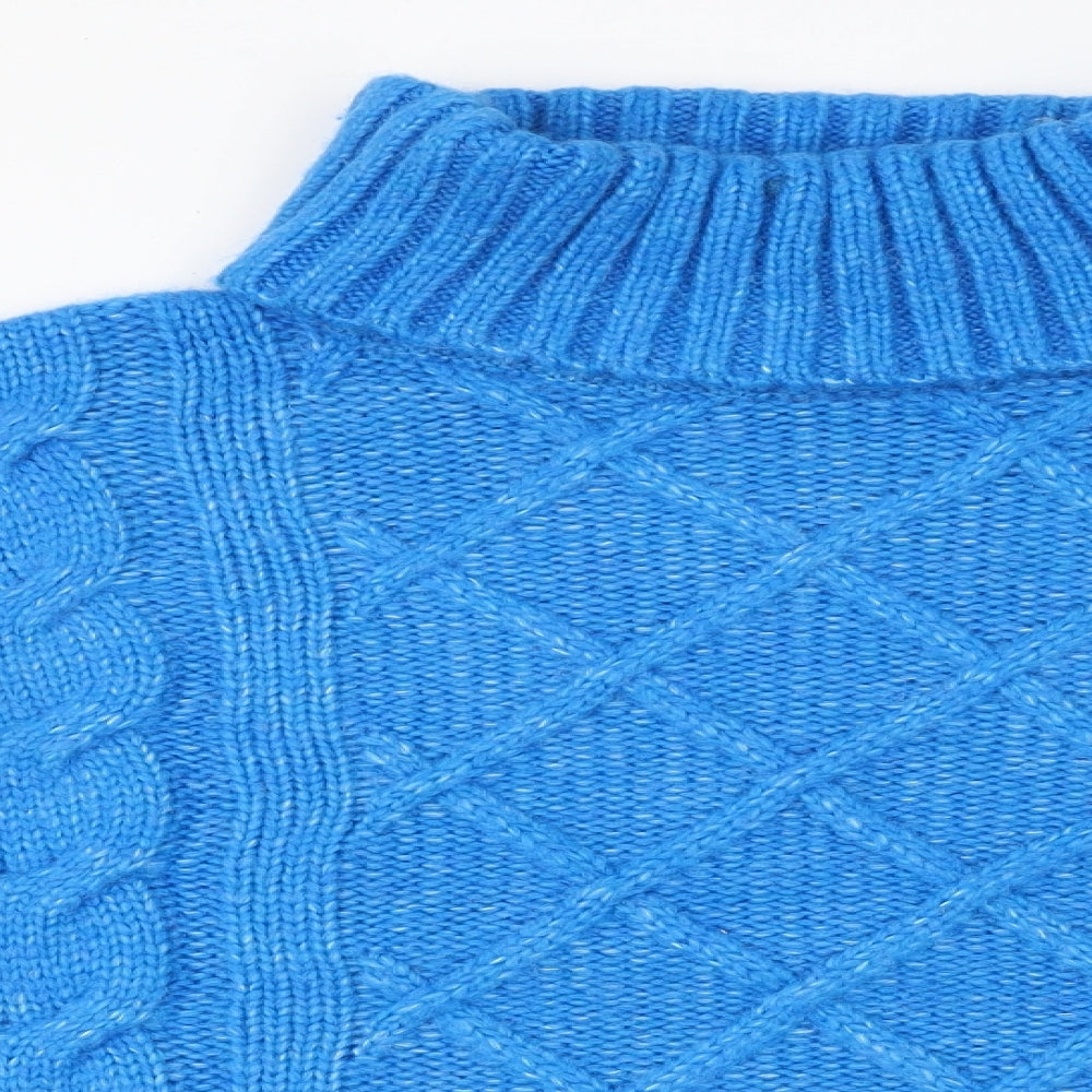 Marks and Spencer Womens Blue Roll Neck Acrylic Pullover Jumper Size XL