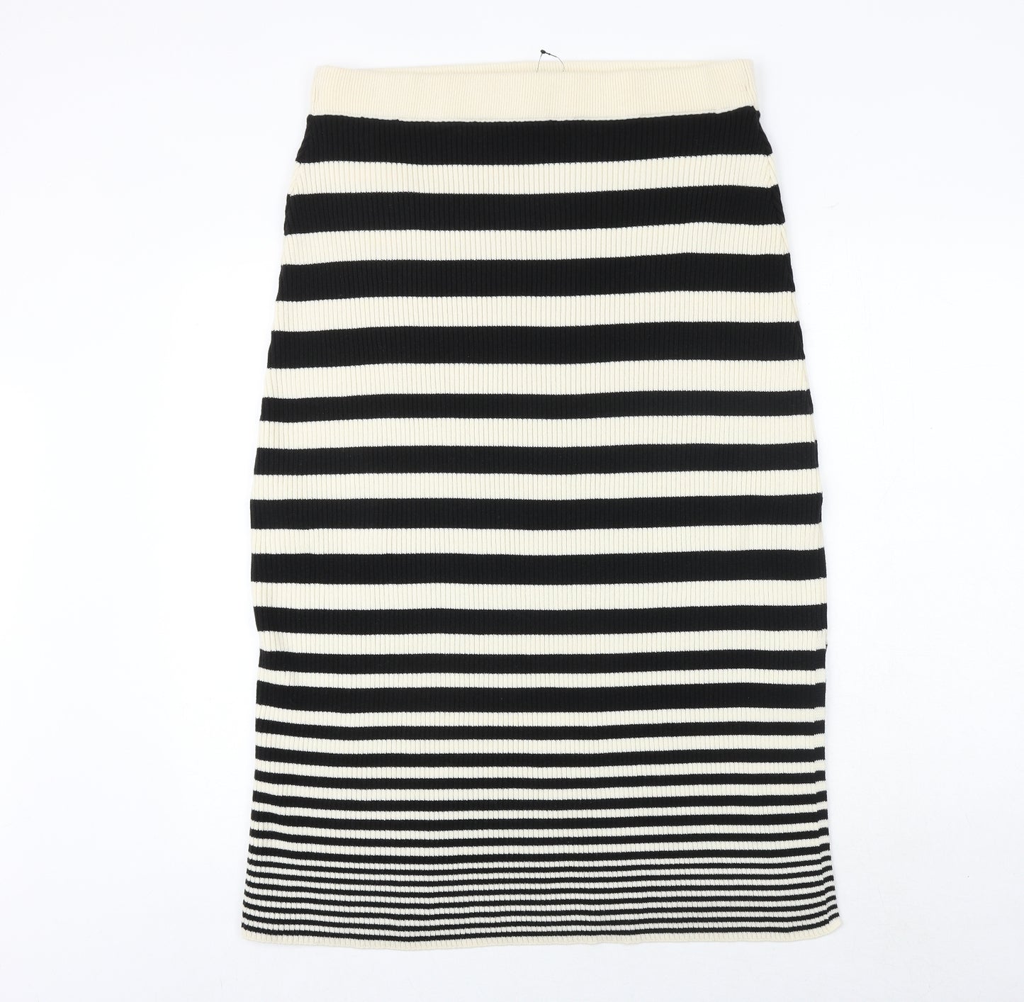 Marks and Spencer Womens Black Striped Acrylic Bandage Skirt Size L