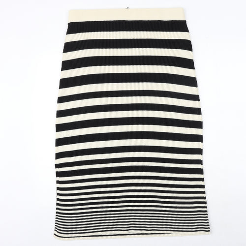 Marks and Spencer Womens Black Striped Acrylic Bandage Skirt Size L