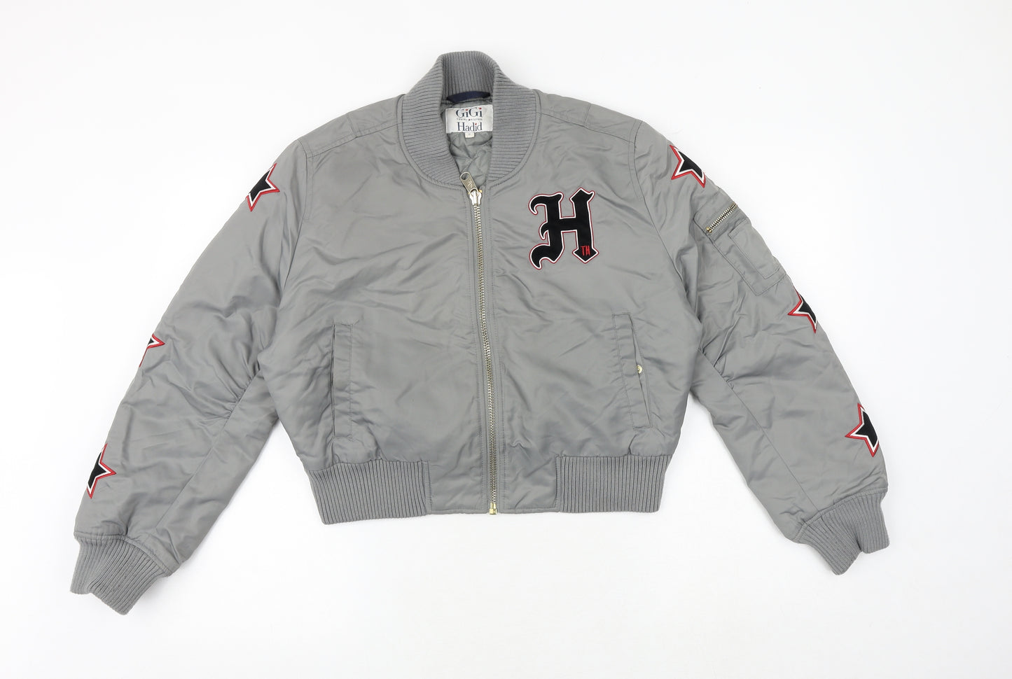 Tommy Hilfiger Womens Grey Bomber Jacket Jacket Size S Zip