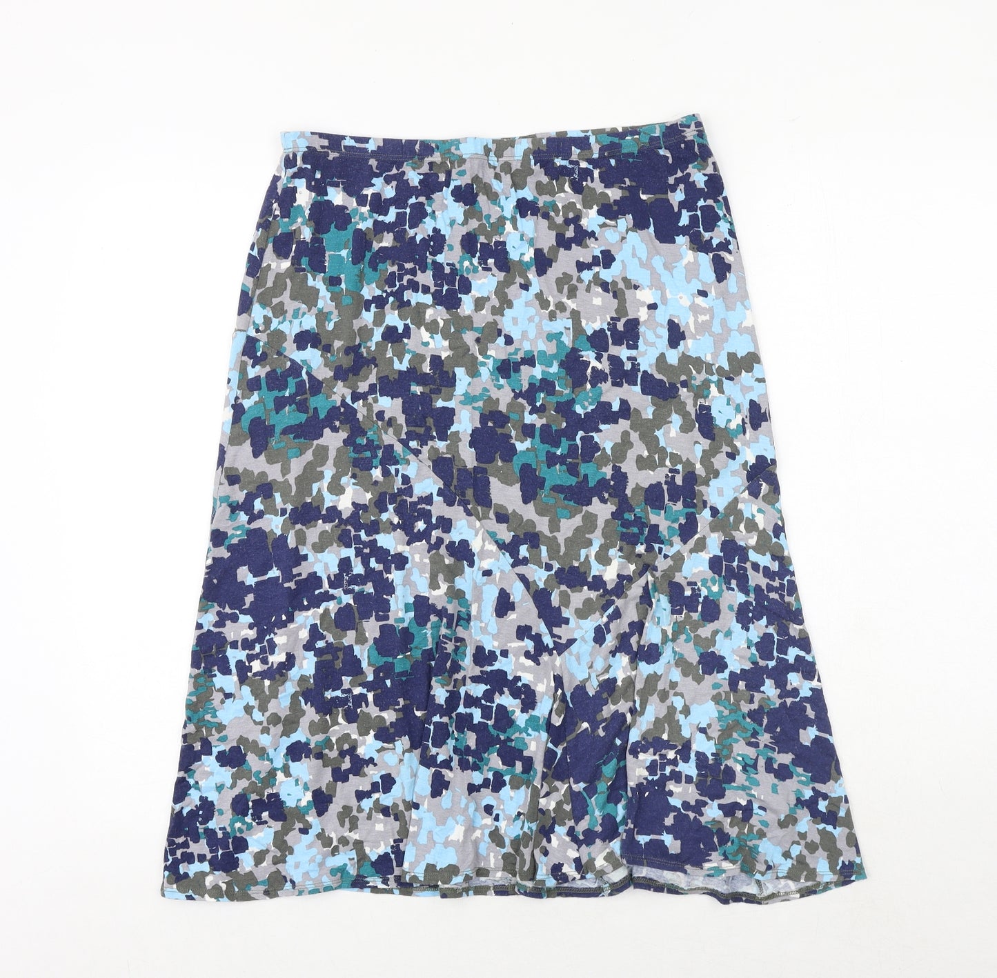 Marks and Spencer Womens Blue Geometric Viscose Swing Skirt Size 12