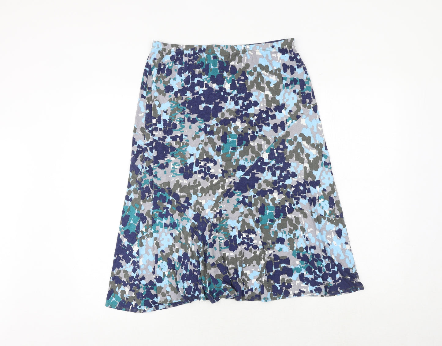 Marks and Spencer Womens Blue Geometric Viscose Swing Skirt Size 12