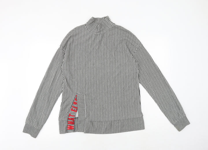 Zara Womens Black Striped Polyester Pullover Sweatshirt Size M Pullover